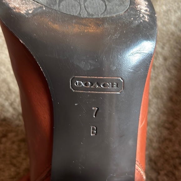 Coach cognac mid calf high heeled boots. Size 7 - Picture 8 of 11